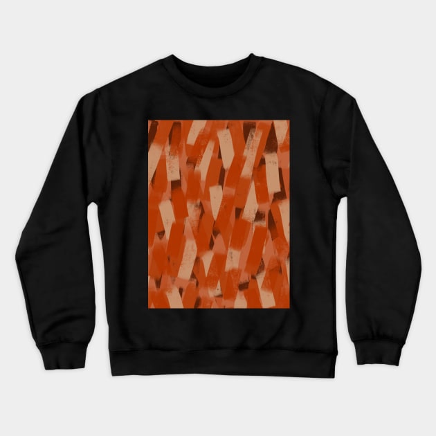 Burnt Orange, Rust, Striped Smudge Pattern Crewneck Sweatshirt by OneThreeSix